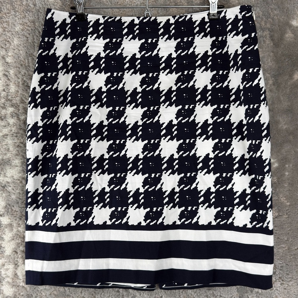 The Limited Size 12 Lexie Fit Houndstooth Knee Length Penciil Skirt Black‎ White
